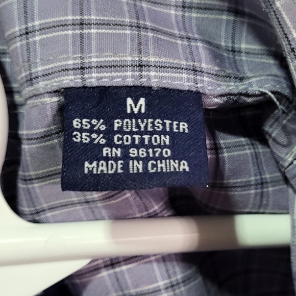 Platoon Men's NWOT Periwinkle Checkered Short Sleeve Button Down Shirt Medium - Picture 2 of 6